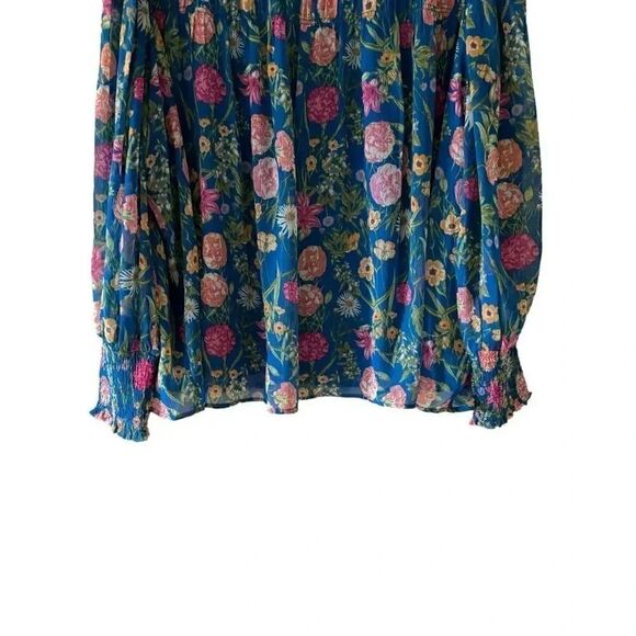 Terra & Sky Women’s Smocked Chiffon Floral Bohemian Blouse Plus Size 2X # 1861 - Picture 15 of 16